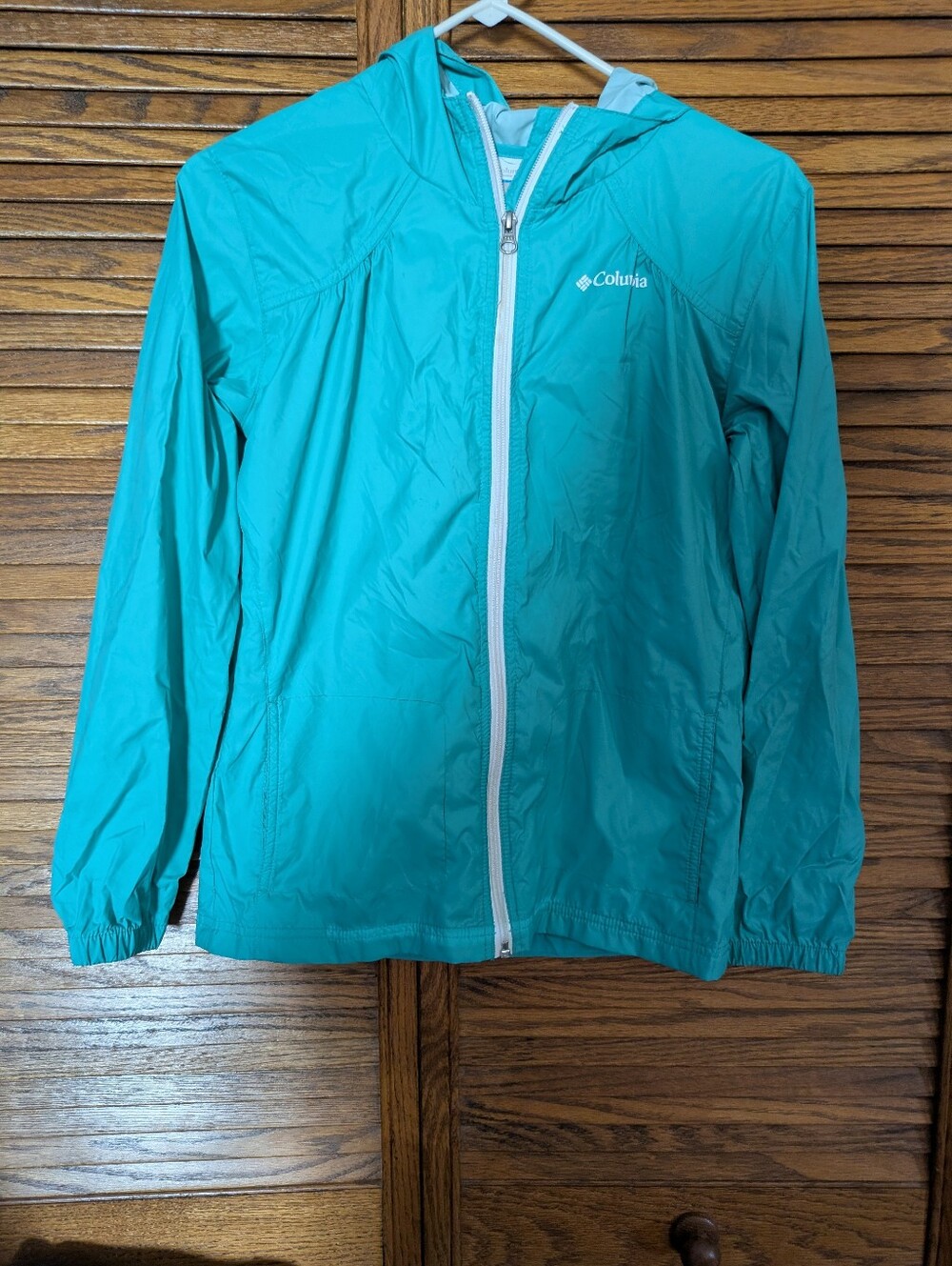 Columbia Youth Raincoat Windbreaker Size Large 14 16 Turquoise